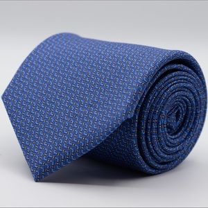 Made in Italy - Navy Printed Silk Handmade Tie